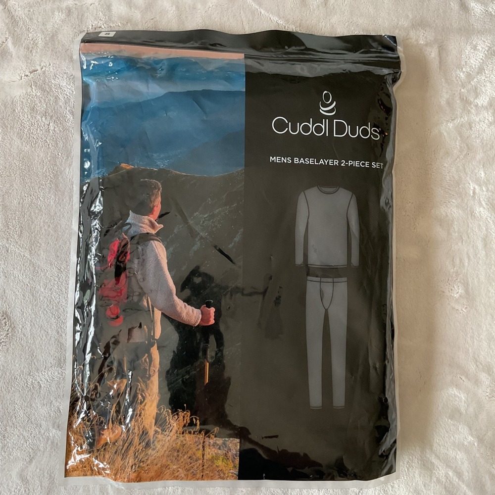 Cuddl Duds Heavyweight Fleece Mens Baselayer 2-Piece Set Black Size Small